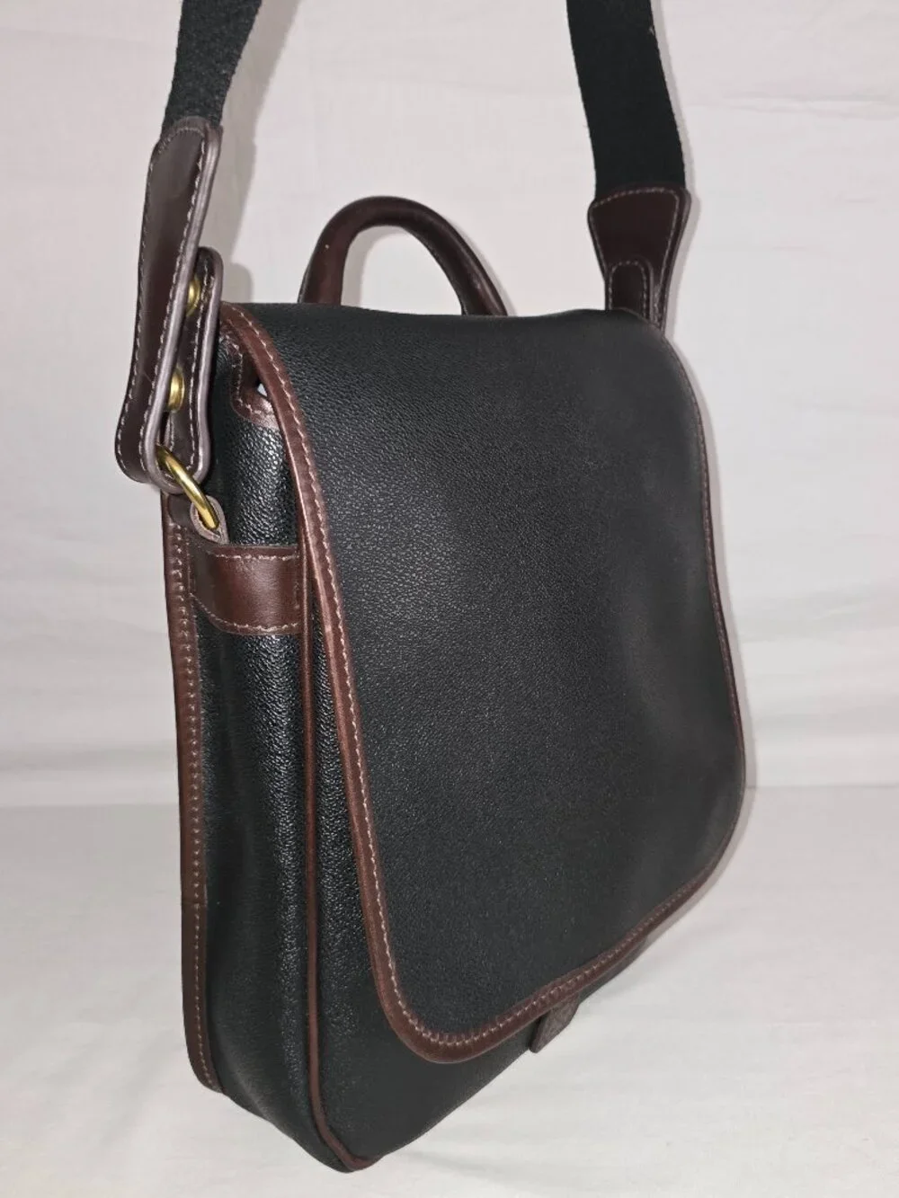 Vtg Mulholland Endurance Black Coated Canvas Convertible Top Handle Crossbody